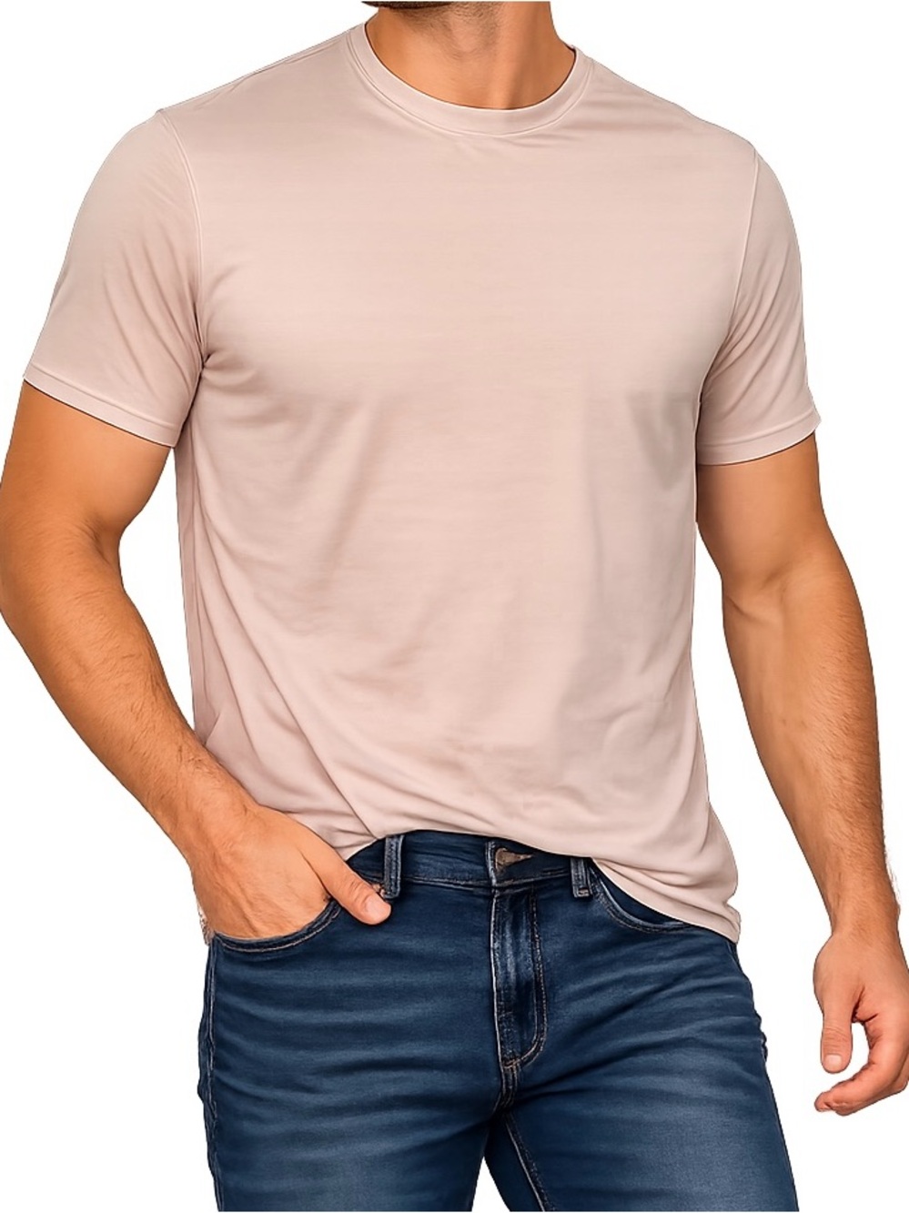 GAIAM Men's Short Sleeve Crew Tee in Pale Beige